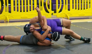 Angelina Vega, pictured here in a match at the Central Section Masters held at Lemoore High School.